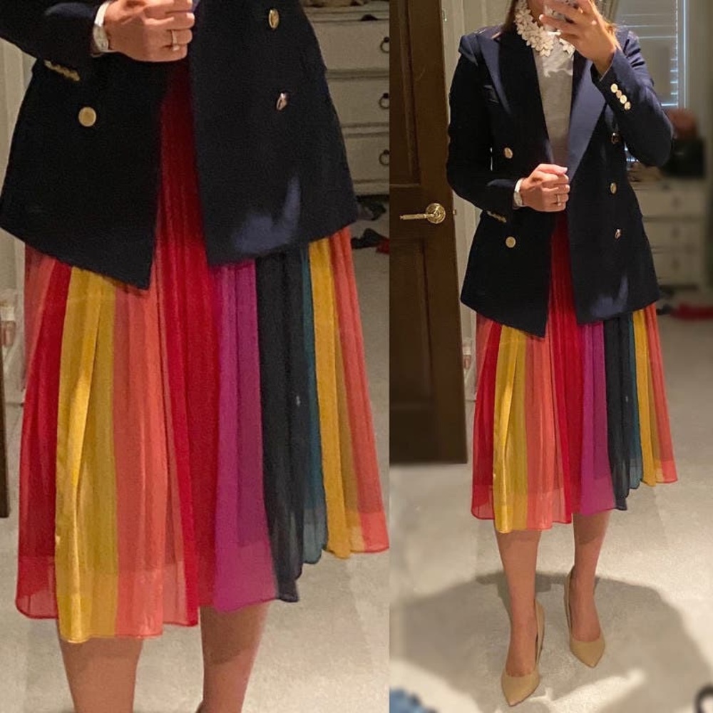 J.Crew Rainbow Sunburst Pleated Skirt Size 6